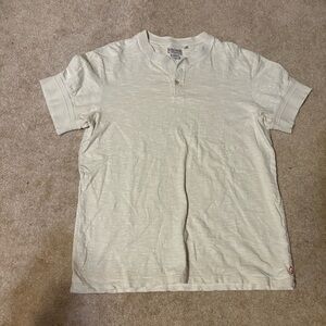 Guess Off-White Short Sleeve Henley Shirt